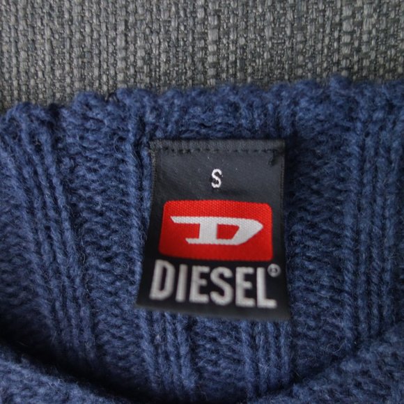 Diesel Metal Assault Course Blue 100% Wool Sweater Size S - Picture 5 of 10